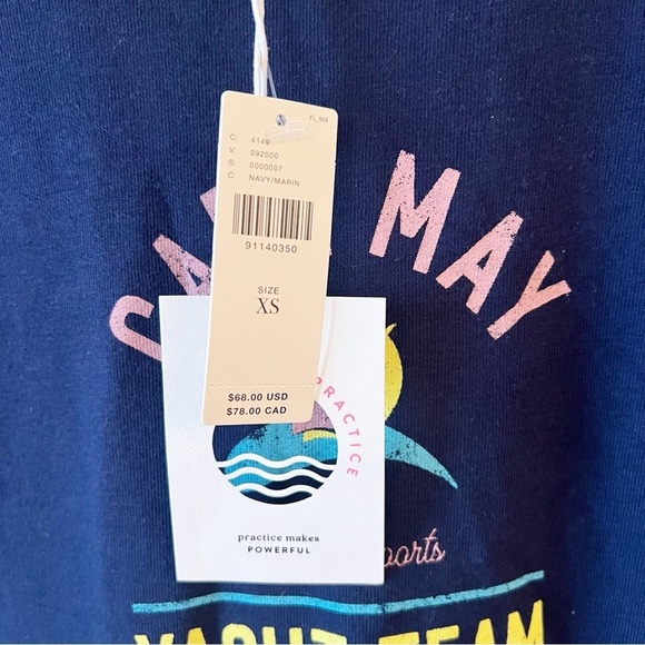 Anthropologie Daily Practice Shrunken Cape May T-shirt Size XS Navy & Yellow NEW - Picture 5 of 9